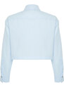 Trendyol Light Blue Collar Stone Detailed Cotton Crop Woven Shirt