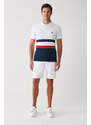 Avva Men's White 100% Cotton Marine Printed Regular Fit Polo Neck T-shirt