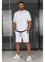 Madmext Oversized Men's White Shorts Set 5668