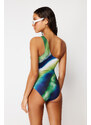 Trendyol Striped One-Shoulder Tie High Leg Regular Swimsuit