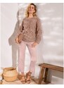 Blancheporte 7/8 rovné kalhoty s pružným pasem, ze lnu a bavlny růžová pudrová 36