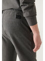 Avva Men's Anthracite Striped Slim Fit Slim Fit Jogger Sweatpants