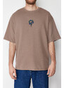 Trendyol Limited Edition Mink Oversize Snake Embroidery Thick Premium T-Shirt