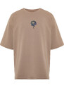 Trendyol Limited Edition Mink Oversize Snake Embroidery Thick Premium T-Shirt