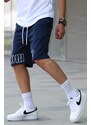 Madmext Men's Printed Navy Blue Capri Shorts 5439