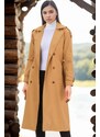 Z6737 DEWBERRY WOMEN'S TRENCH COAT-DARK CAMEL