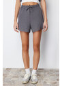 Trendyol Anthracite Elastic Waist Basic Soft Buttoned Knitted Shorts & Bermuda