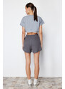 Trendyol Anthracite Elastic Waist Basic Soft Buttoned Knitted Shorts & Bermuda