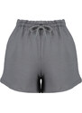 Trendyol Anthracite Elastic Waist Basic Soft Buttoned Knitted Shorts & Bermuda