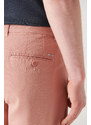 Avva Men's Dried Rose Textured Cotton Shorts