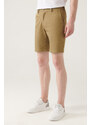 Avva Men's Khaki Flexible Waisted Relaxed Fit Shorts