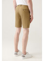 Avva Men's Khaki Flexible Waisted Relaxed Fit Shorts