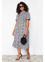 Trendyol Curve Cream High Neck Animal Patterned Woven Dress