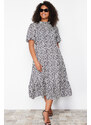 Trendyol Curve Cream High Neck Animal Patterned Woven Dress