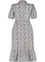 Trendyol Curve Cream High Neck Animal Patterned Woven Dress