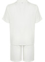 Trendyol Curve Ecru Jacquard Woven Plus Size Pajamas Set