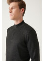 Avva Men's Anthracite High Neck Wool Blended Standard Fit Normal Cut Knitwear Sweater