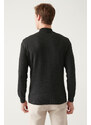 Avva Men's Anthracite High Neck Wool Blended Standard Fit Normal Cut Knitwear Sweater