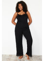 Trendyol Curve Black Lace Detailed Knitted Pajamas Set