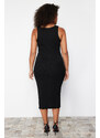 Trendyol Curve Black Bodycon Slim Midi Knitwear Dress