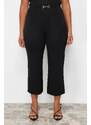 Trendyol Curve Black Accessory Detail Wide Cut Knitted Trousers