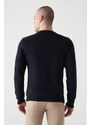 Avva Men's Black V Neck Wool Blended Regular Fit Knitwear Sweater