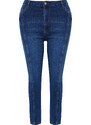 Trendyol Curve Blue Stitching Detailed Stretchy Skinny Jeans