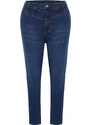 Trendyol Curve Dark Blue Stitch Detail Flexible Skinny Denim Jeans