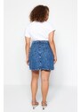 Trendyol Curve Blue Double Slit Denim Skirt
