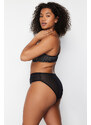 Trendyol Curve Black Striped Underwear Set