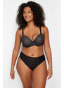 Trendyol Curve Black Striped Underwear Set