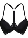 Trendyol Black Polyamide Lace, Halter Back and Front Closure Detail Covered Knitted Bra