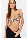 Trendyol Ten-Black Tulle Floral Capless Knitted Bra