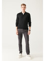 Avva Men's Black Polo Neck Wool Blended Standard Fit Normal Cut Knitwear Sweater