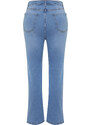 Trendyol Curve Light Blue Slit Detail Straight Fit Denim Jeans