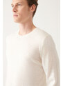 Avva Men's White Crew Neck Wool Blended Regular Fit Knitwear Sweater