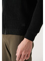 Avva Men's Black High Neck Zippered Regular Fit Thessaloniki Cardigan