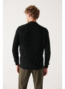 Avva Men's Black High Neck Zippered Regular Fit Thessaloniki Cardigan