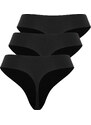 Trendyol Premium Black 3-Pack Waist Adhesive Detail Non-Trace Laser Cut Thong Knitted Briefs