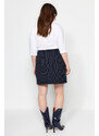 Trendyol Curve Navy Blue Striped Mini Woven Skirt