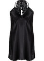 Trendyol Curve Black Back Detailed Strap Woven Nightgown