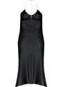 Trendyol Curve Black Strap Satin Woven Nightgown