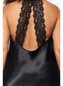 Trendyol Curve Black Back Detailed Strap Woven Nightgown