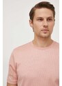 Bavlněné tričko BOSS růžová barva