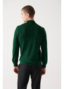 Avva Men's Green Half Turtleneck Wool Blended Regular Fit Knitwear Sweater