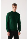 Avva Men's Green Half Turtleneck Wool Blended Regular Fit Knitwear Sweater