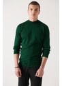 Avva Men's Green Half Turtleneck Wool Blended Regular Fit Knitwear Sweater