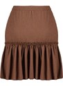 Trendyol Curve Brown Frilly Mini Knitted Skirt