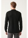 Avva Men's Black Polo Neck Wool Blended Standard Fit Normal Cut Knitwear Sweater