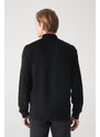 Avva Men's Black Wool Blended Half Zipper High Neck Regular Fit Cardigan